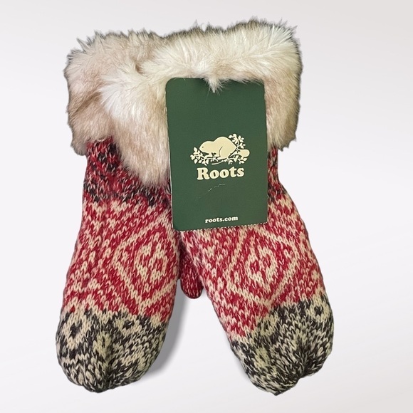 Roots Canada Kid Girls Neve Fair Isle Mitten L NWT - Picture 1 of 4